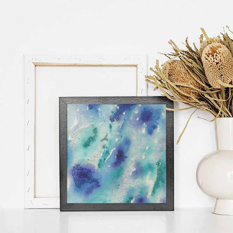 ocean ripples embroidery and painting art print