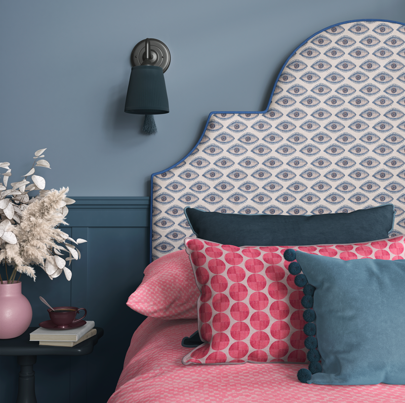 bedroom with thalia botsari's textiles