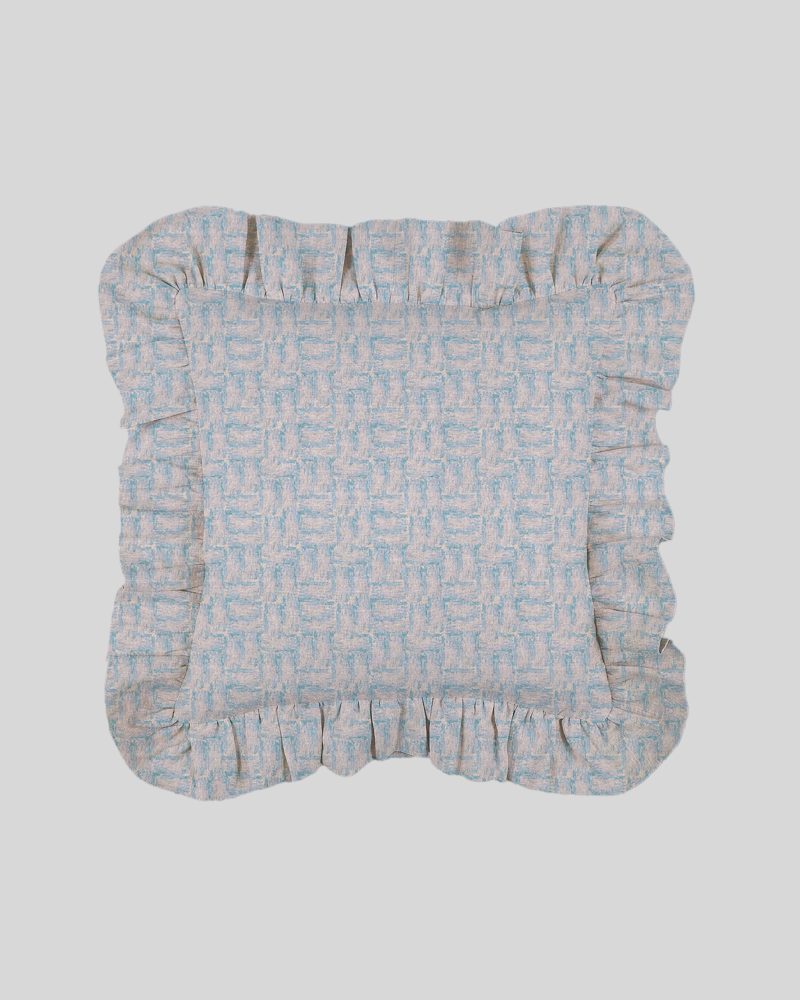linen ruffle cushion cover