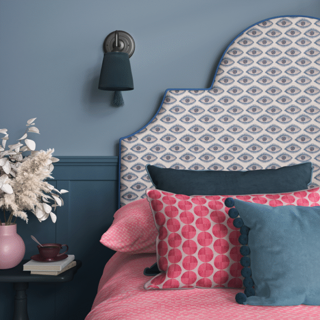 bedroom with thalia botsari's textiles