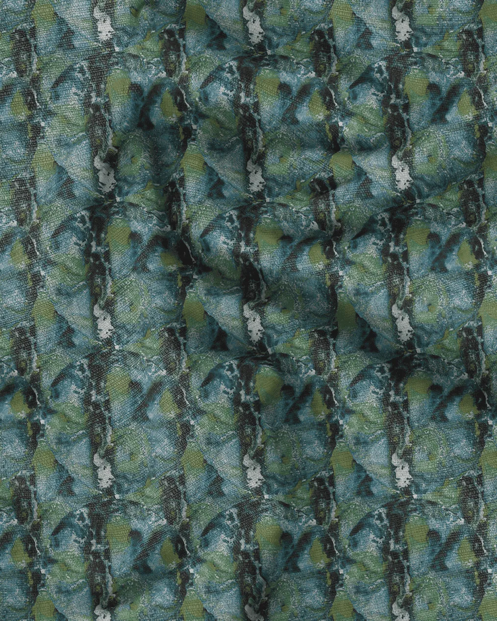 Irida Green designer linen fabric abstract ink pattern