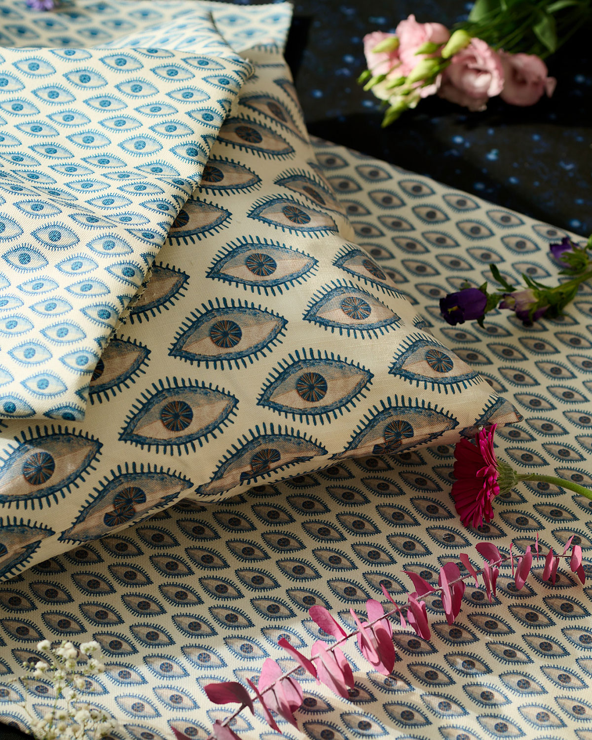 Mati- eyes print design cushion cover in blue