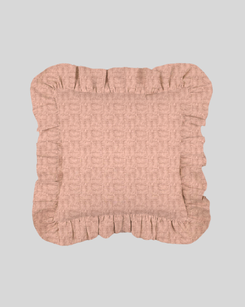 Linen ruffle cushion cover