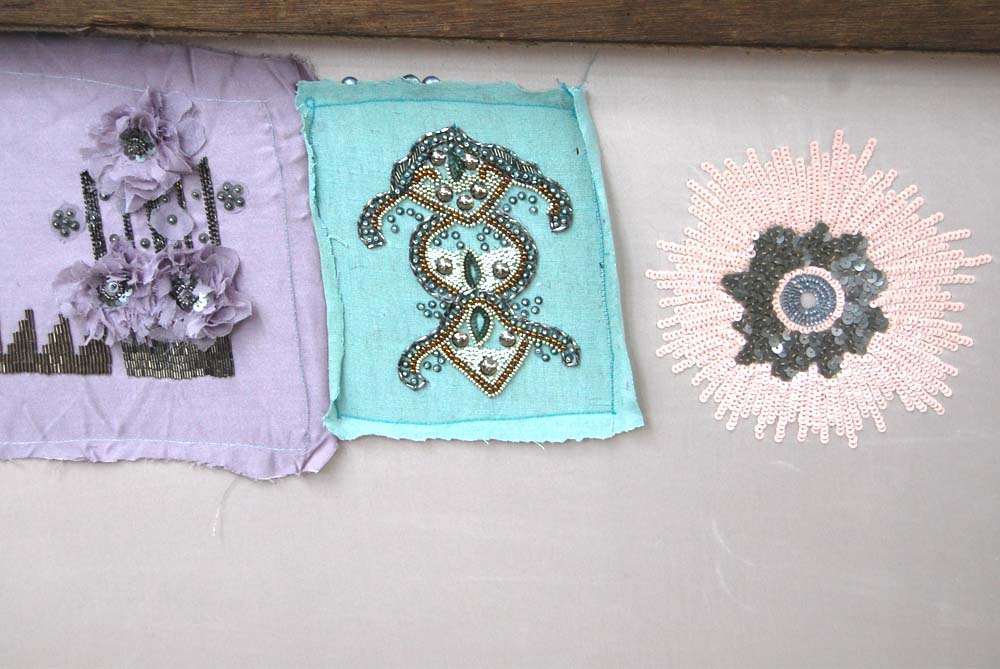 Tambour embroidery detail, artisan workshop India, chain stitch textile