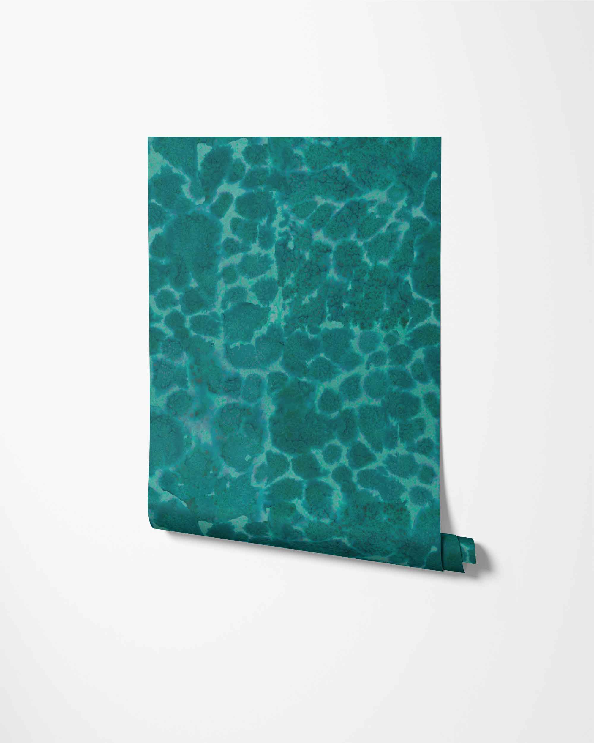 Abstract watercolor wallpaper roll in emerald
