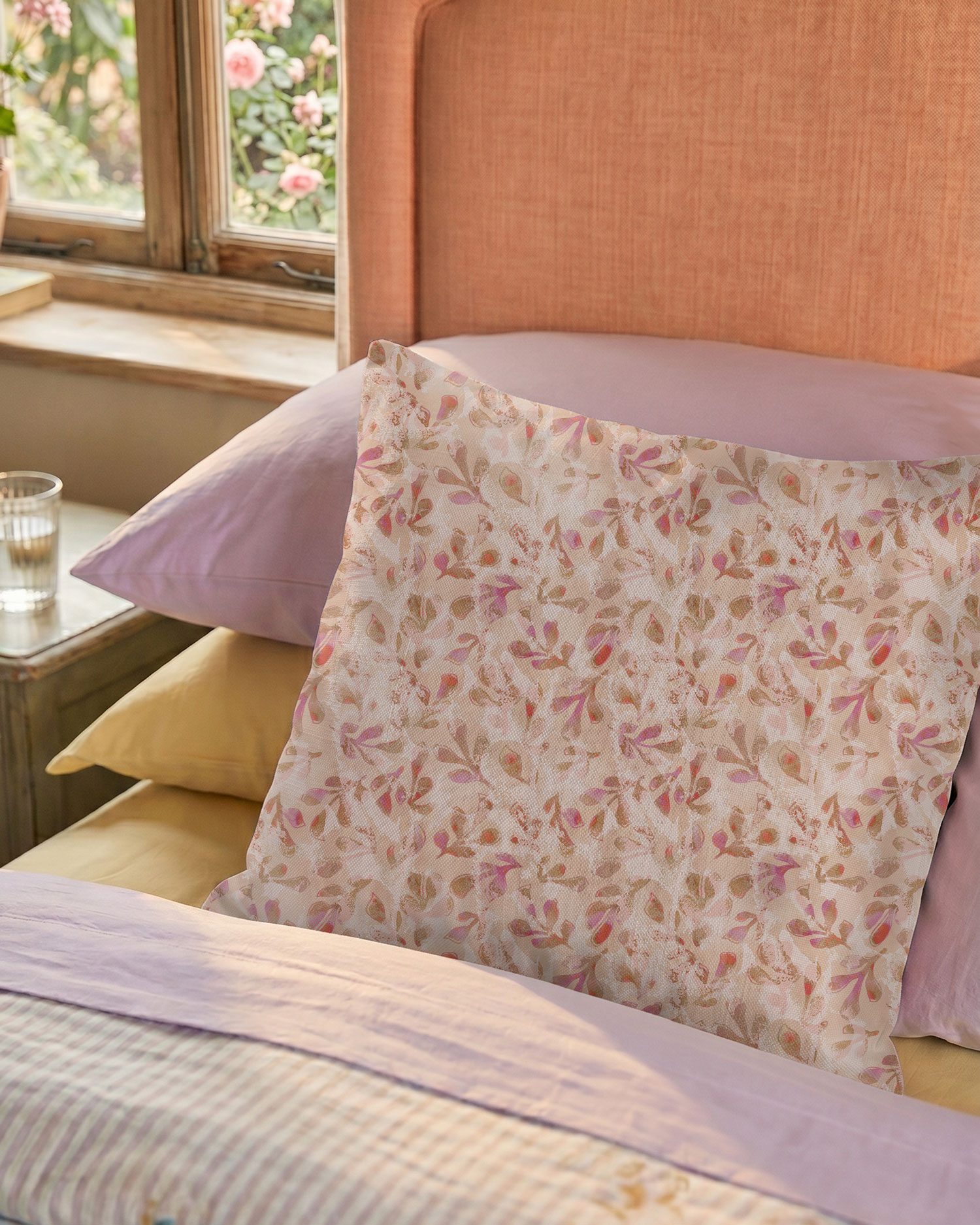 Petalis floral cushion in watercolor pink design